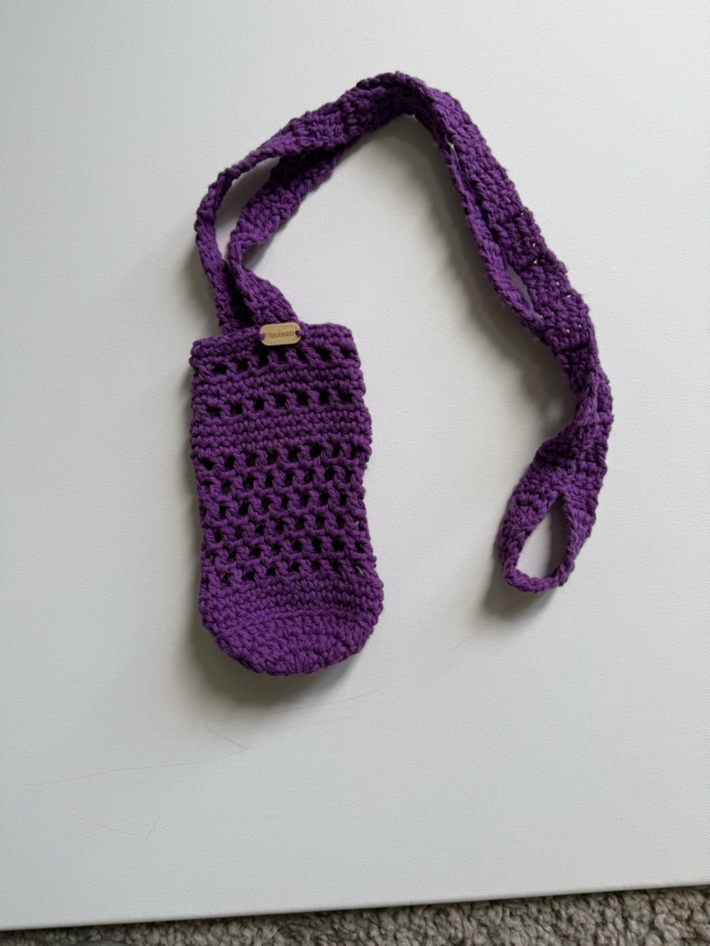 Hand-Crocheted Purple Crossbody Bottle Holder